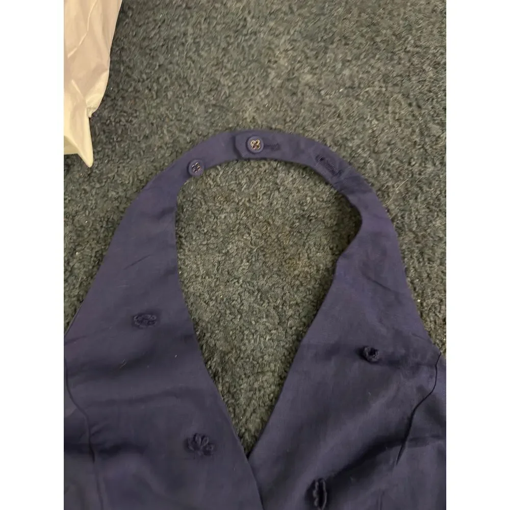 Maeve Linen Blend Halter Vest Size Small Navy Blue Anthropologie Linen Summer - Picture 13 of 15